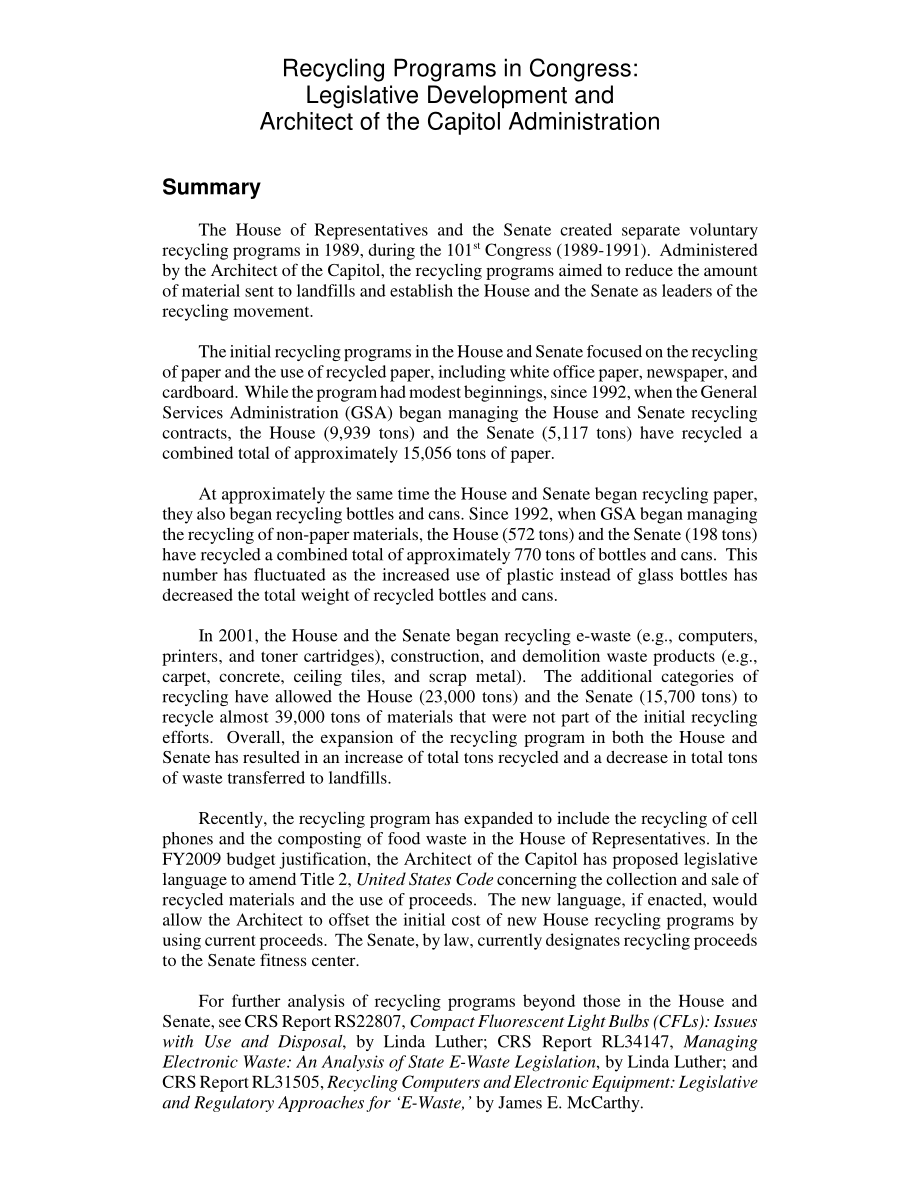 [20080813]RL34617_国会回收计划：立法发展与国会大厦管理架构.pdf_第2页