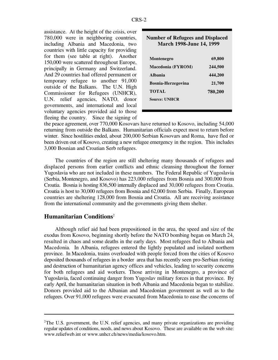 [19990901]RS20154_科索沃：难民援助和临时安置.pdf_第2页