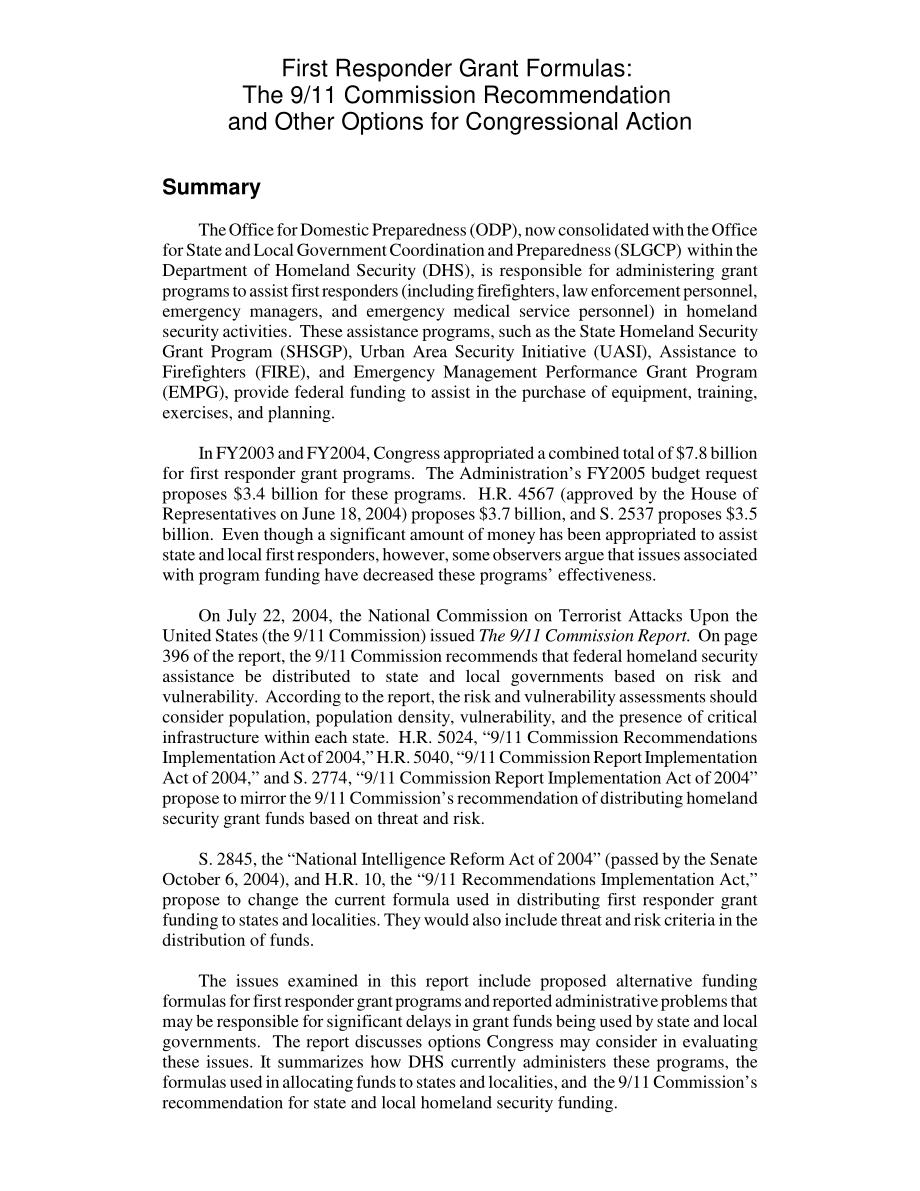 [20041007]RL32475_急救人员补助金公式：9·11委员会的建议和国会行动的其他选择.pdf_第2页
