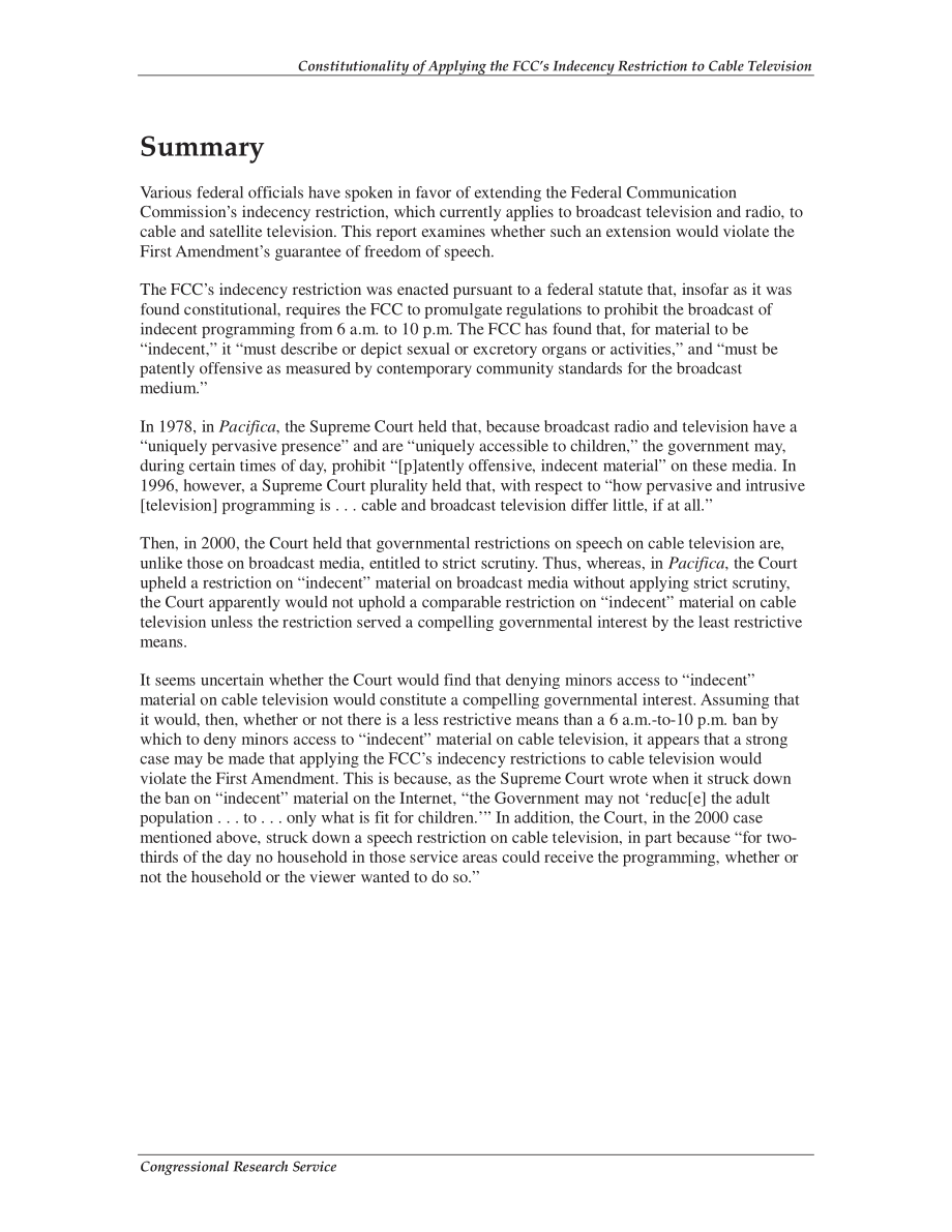 [20080317]RL33170_FCC对有线电视猥亵限制的合宪性.pdf_第2页