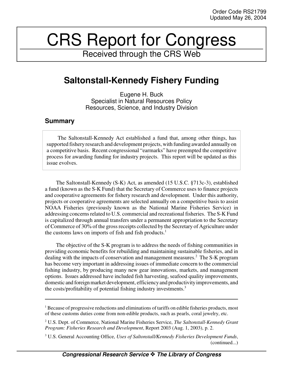 [20040526]RS21799_Saltonstall Kennedy渔业基金.pdf_第1页