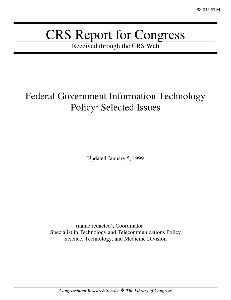 [19990105]98-845_联邦政府信息技术政策：选定的问题.pdf_第1页