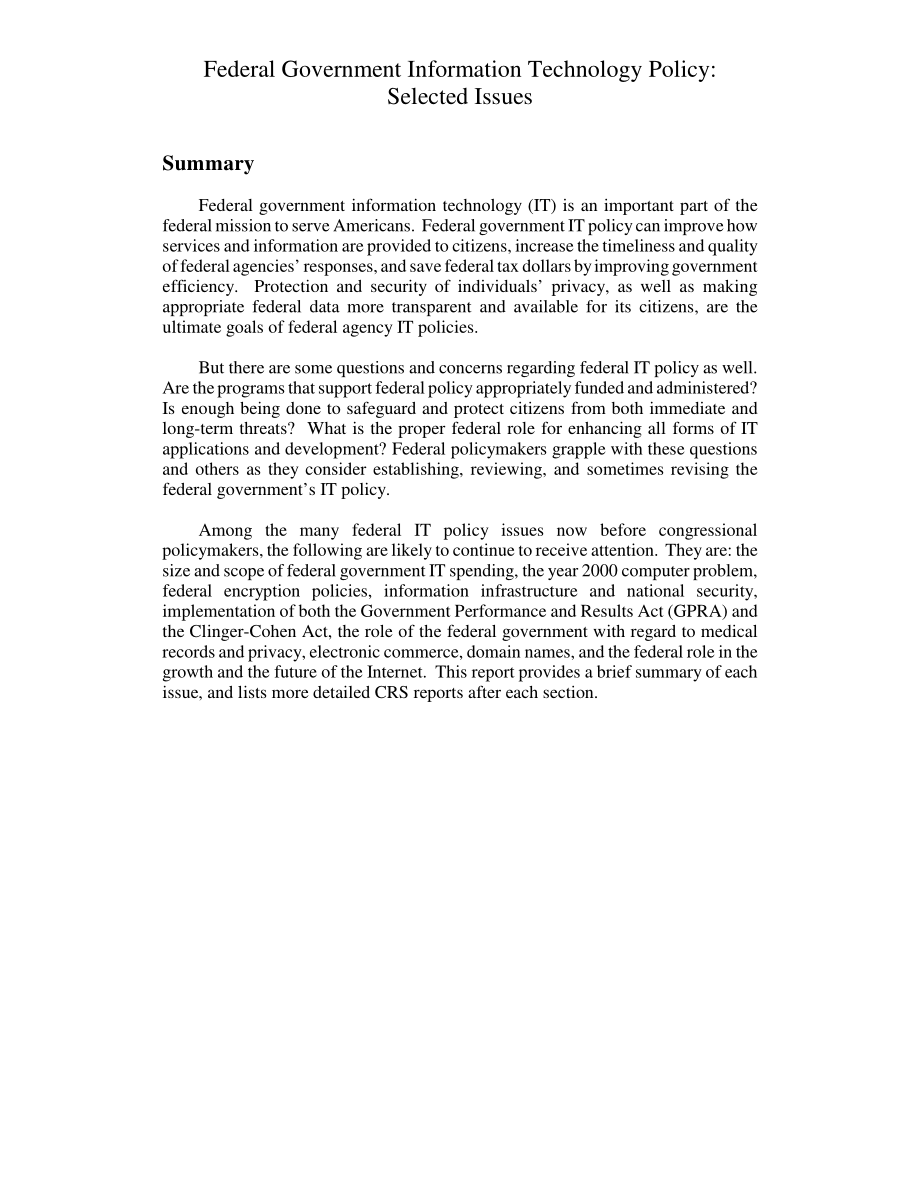 [19990105]98-845_联邦政府信息技术政策：选定的问题.pdf_第3页