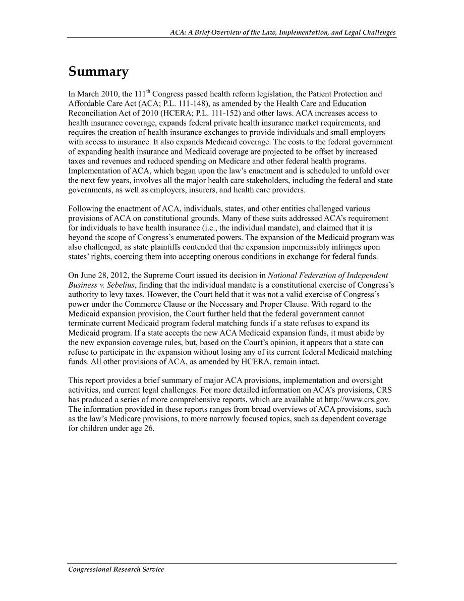 [20120703]R41664_ACA：法律、实施和法律挑战的简要概述.pdf_第2页
