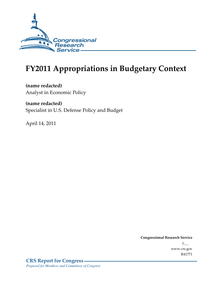 [20110414]R41771_2011财年预算拨款.pdf_第1页