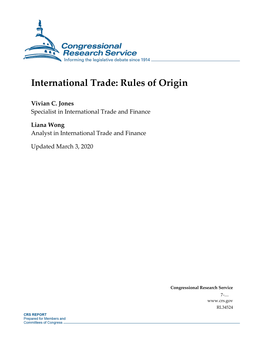 [20200303]RL34524_国际贸易：原产地规则.pdf_第1页