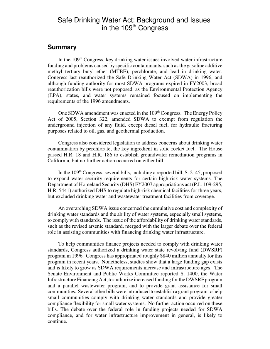 [20070110]RL33549_安全饮用水法案：第109届大会的背景和问题.pdf_第2页
