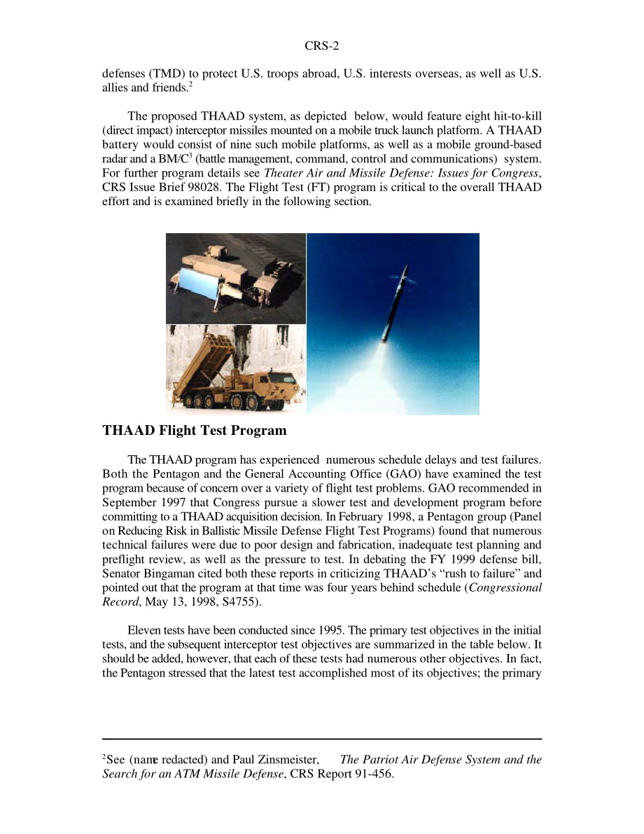 [19990914]98-751_导弹防御： Theater High Altitude Area Defense (THAAD) Flight Testing.pdf_第2页