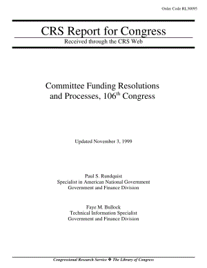 [19991103]RL30095_Committee Funding Resolutions and Processes, 106th Congress.pdf