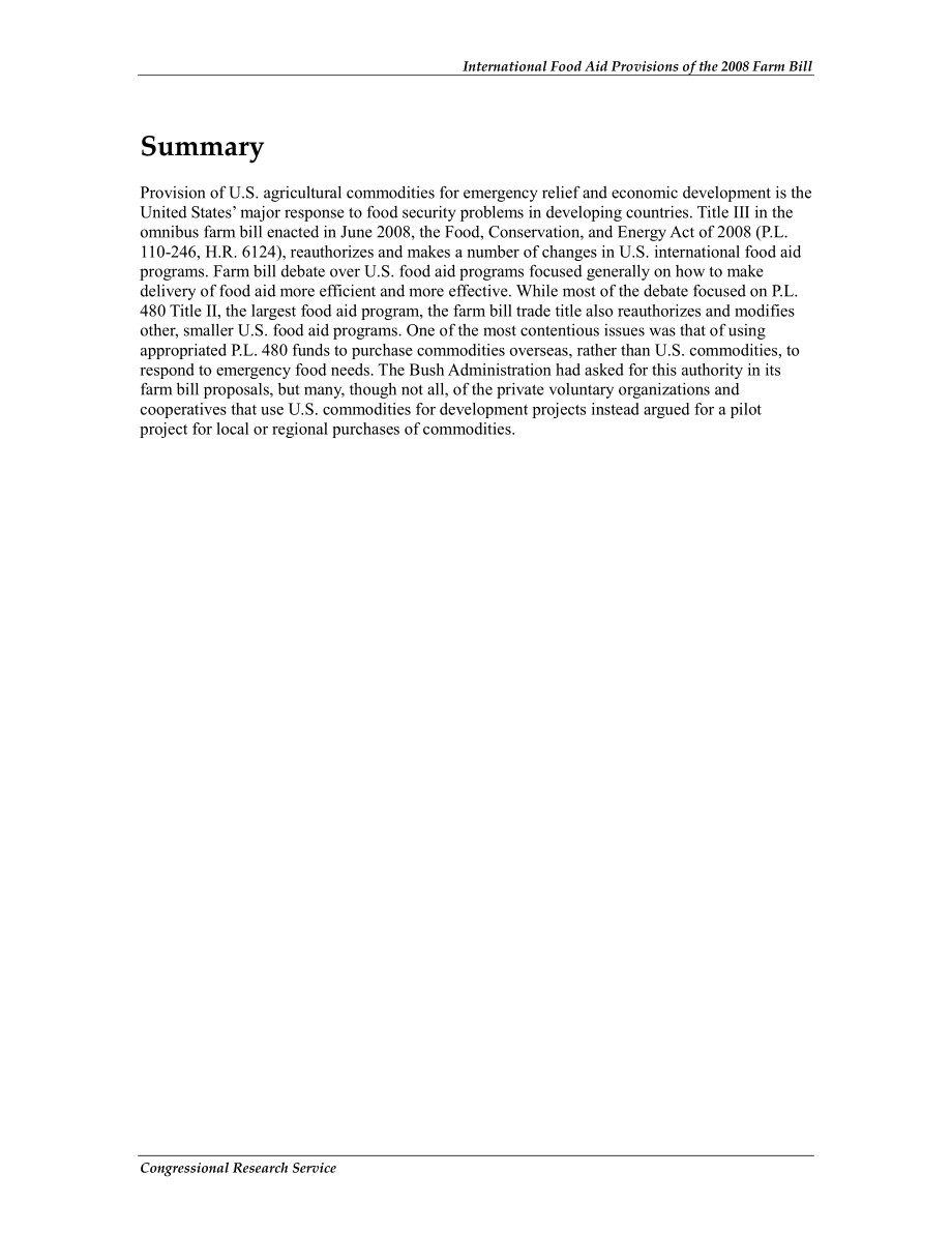 [20080710]RS22900_2008年农业法案的国际粮食援助条款.pdf_第2页