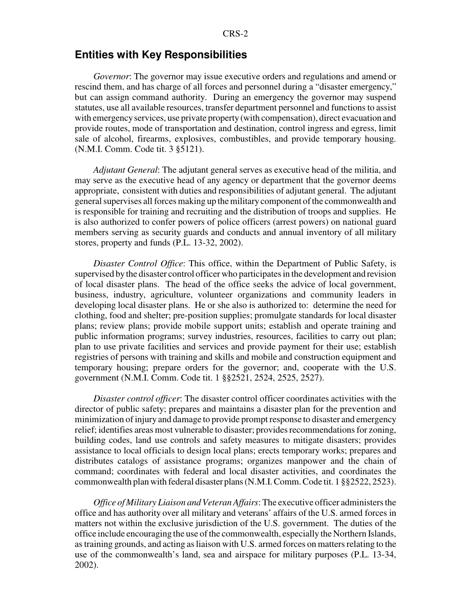 [20040402]RS21806_北马里亚纳群岛联邦应急管理和国土安全法定机构概述.pdf_第2页
