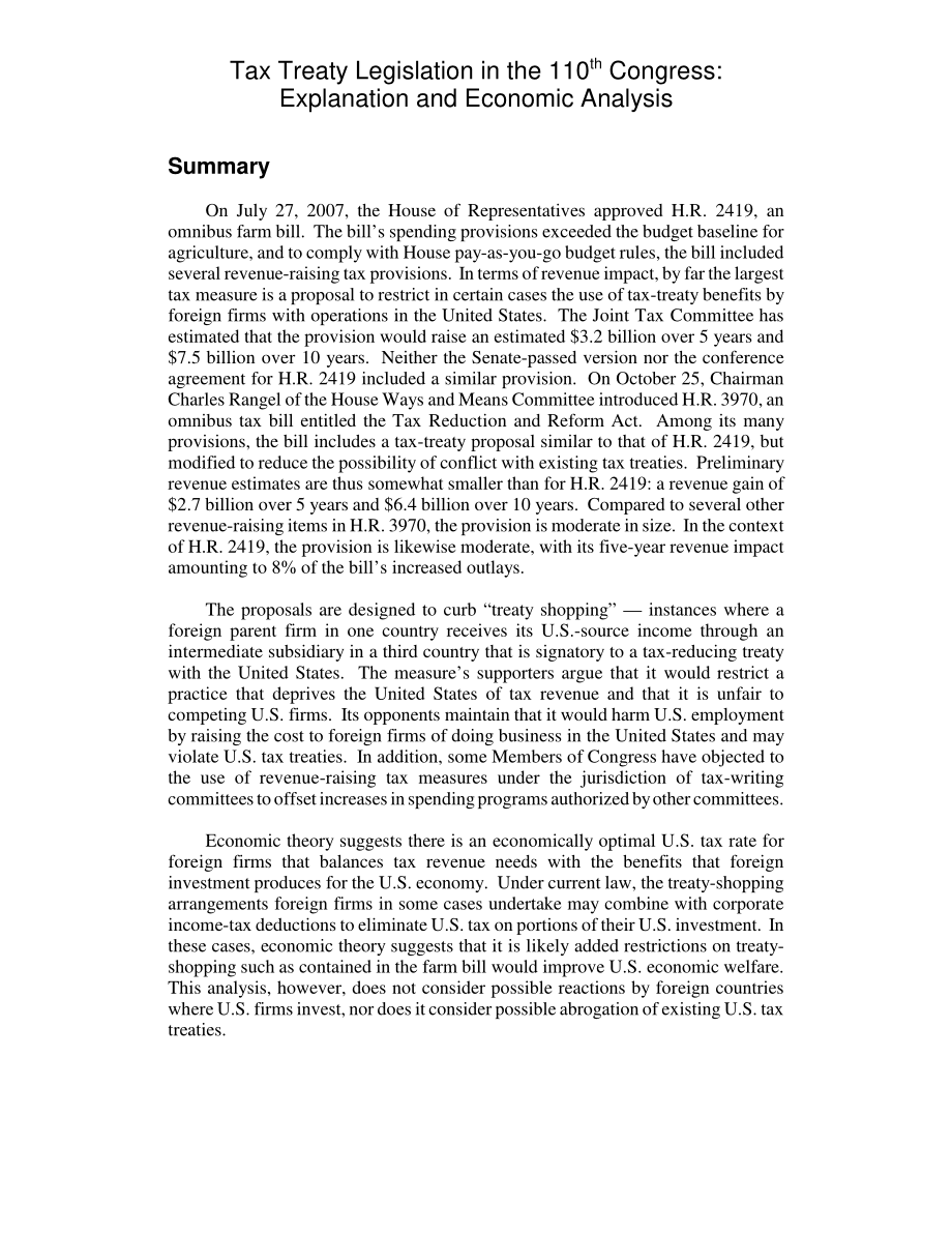 [20080522]RL34245_第110届国会税收协定立法：解释和经济分析.pdf_第2页