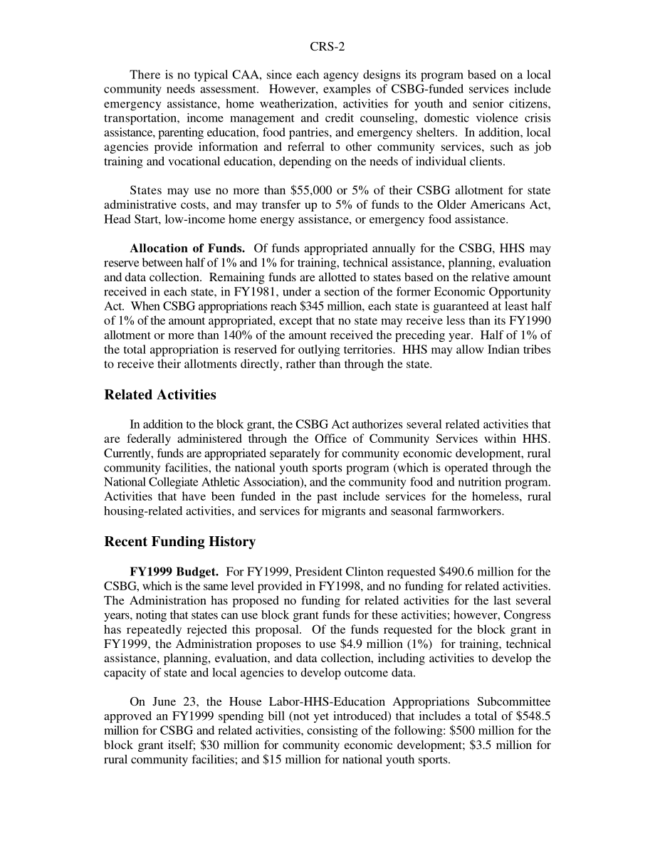 [19980706]94-220_社区服务整体拨款：背景和现行立法.pdf_第2页