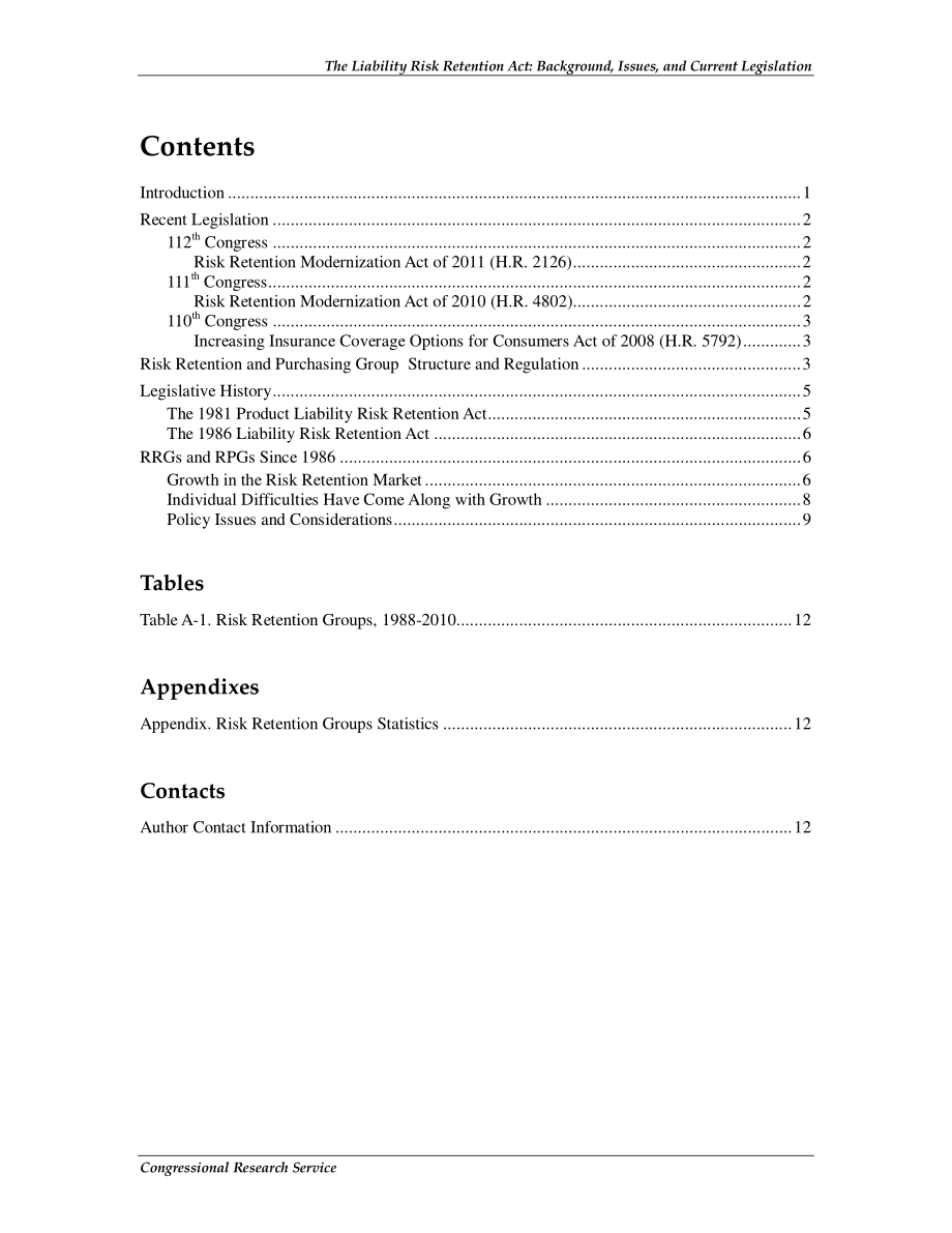 [20110624]RL32176_《责任风险保留法》：背景、问题和当前立法.pdf_第3页