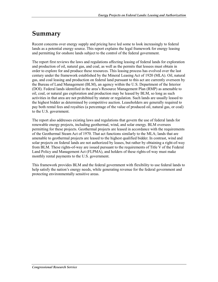 [20130328]R40806_联邦土地上的能源项目：租赁和授权.pdf_第2页