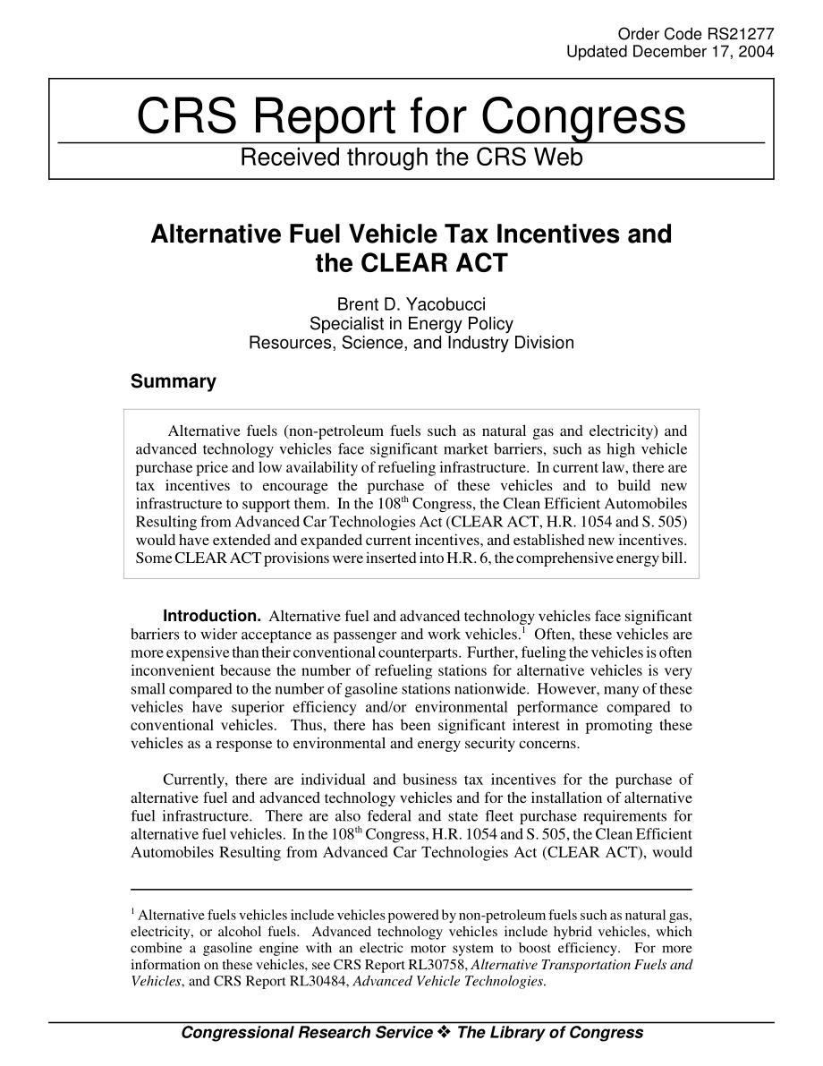 [20041217]RS21277_替代燃料汽车税收优惠和CLEAR法案.pdf_第1页