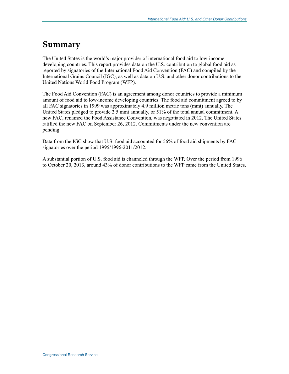 [20131112]RS21279_国际粮食援助：美国和其他捐助国的捐款.pdf_第2页