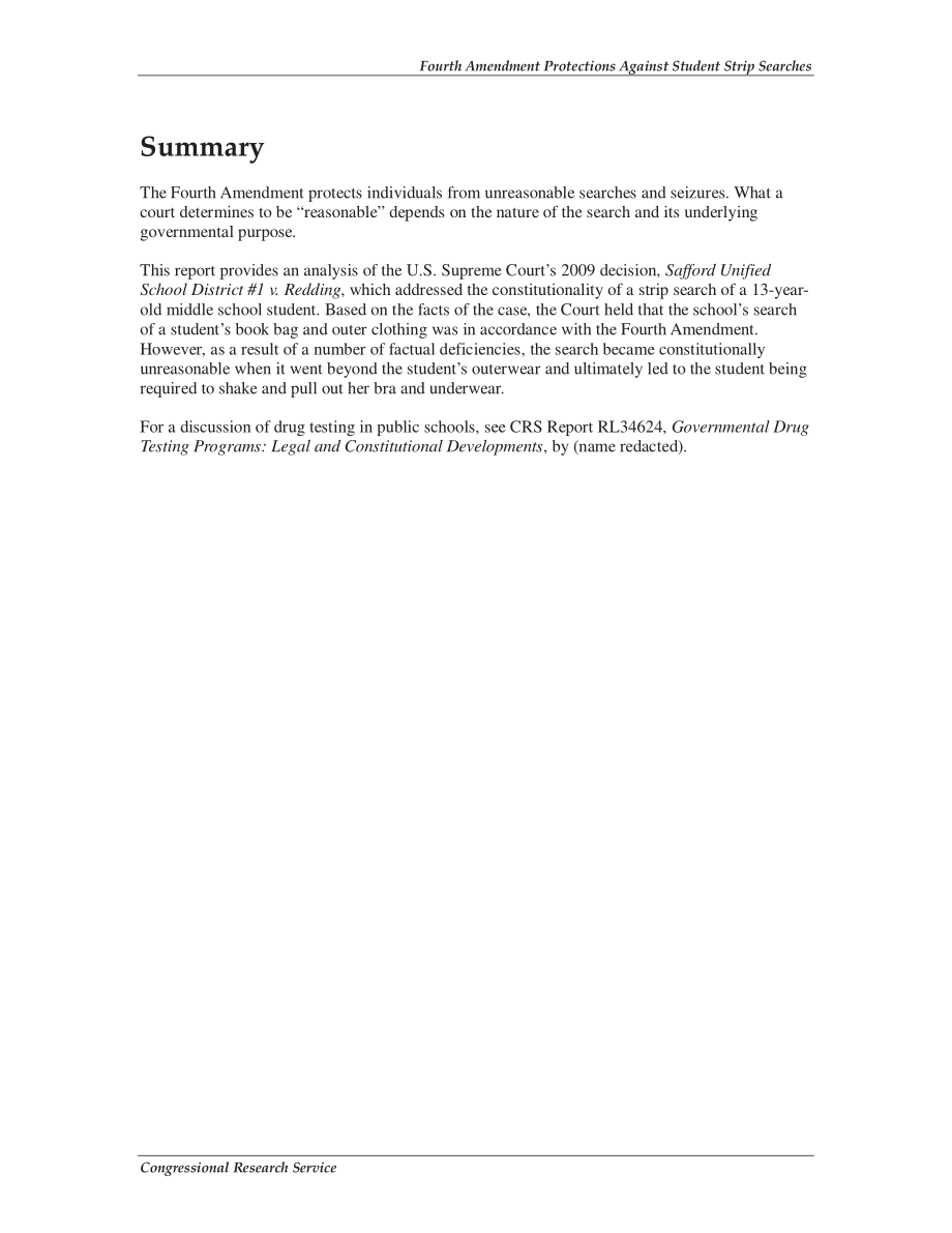 [20090629]R40676_第四修正案对学生脱衣搜查的保护：萨福德联合学区#1诉雷丁.pdf_第2页