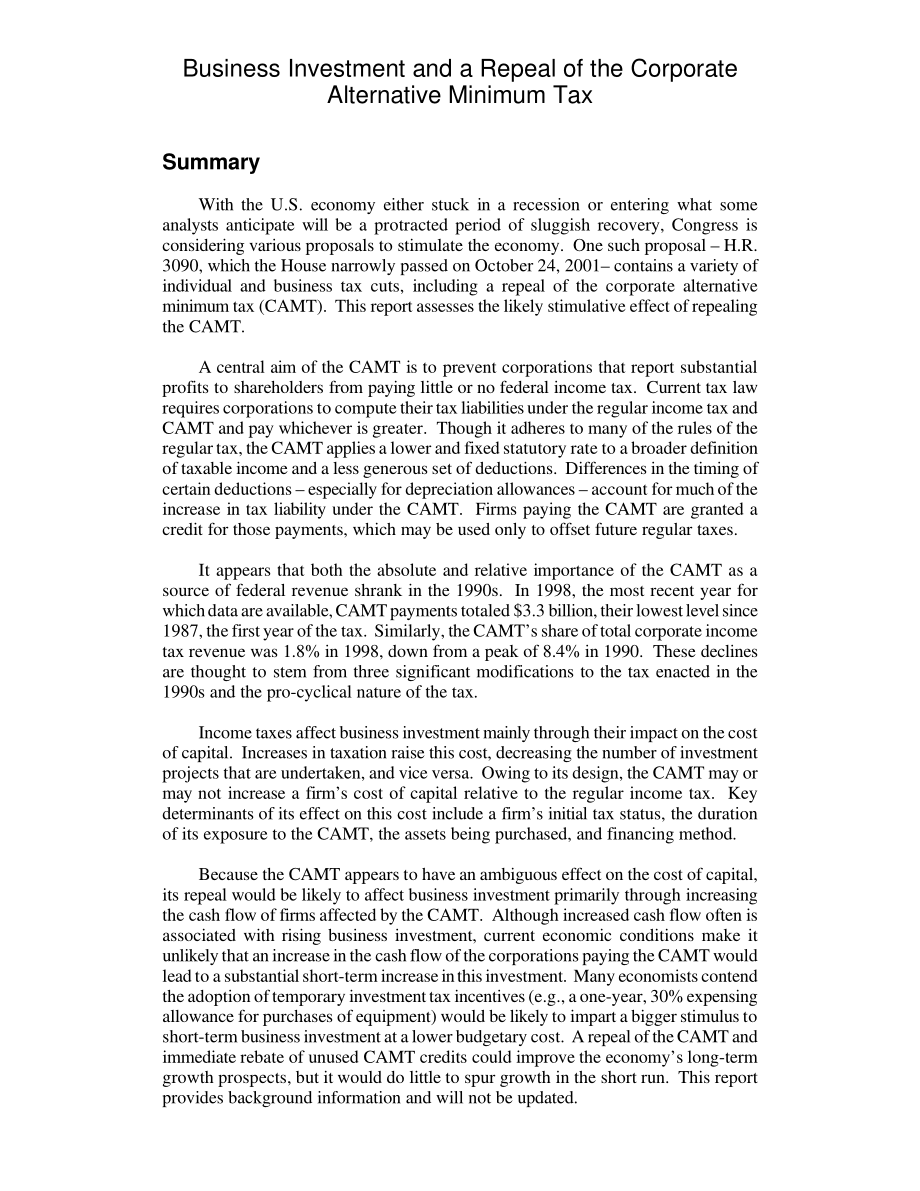[20020305]RL31318_商业投资和废除企业替代最低税.pdf_第2页