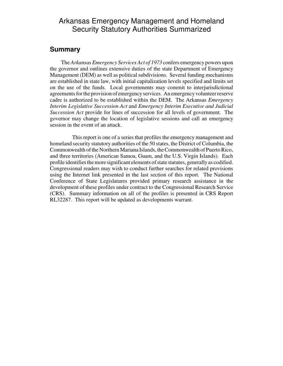[20040317]RL32290_阿肯色州应急管理和国土安全法定机构总结.pdf_第2页