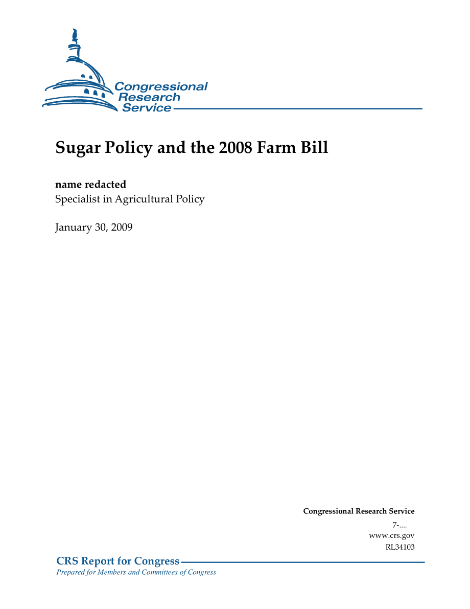 [20090130]RL34103_糖业政策和2008年农业法案.pdf_第1页