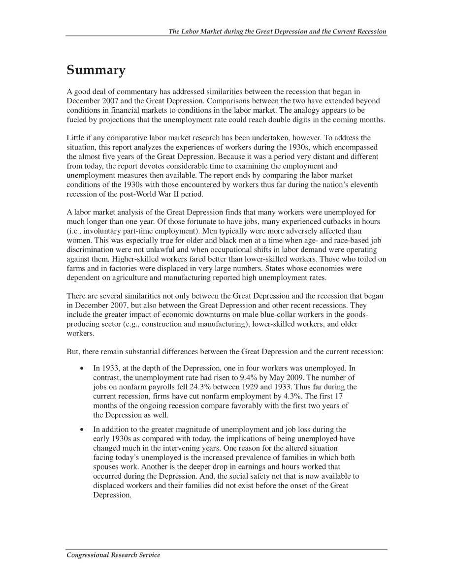 [20090619]R40655_The Labor Market During the Great Depression and the Current Recession.pdf_第2页