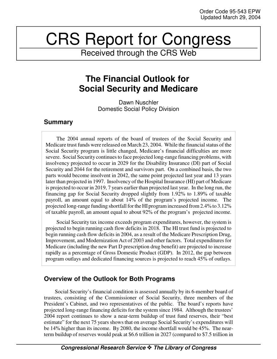 [20040329]95-543EPW_社会保障和医疗保险的财务前景.pdf_第1页