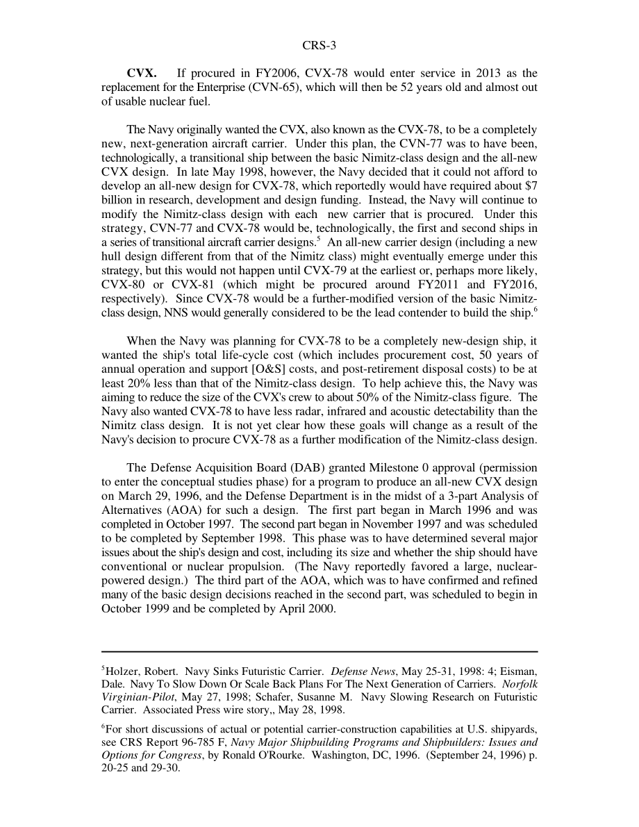 [19980721]98-359F_海军CVN-77和CVX航母项目：国会背景和议题.pdf_第3页