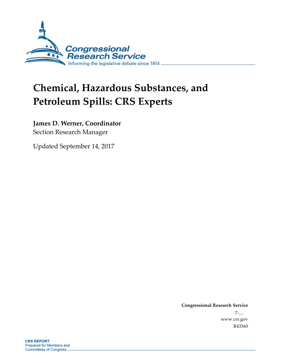 [20170914]R43360_化学品、有害物质和石油泄漏：CRS专家.pdf_第1页