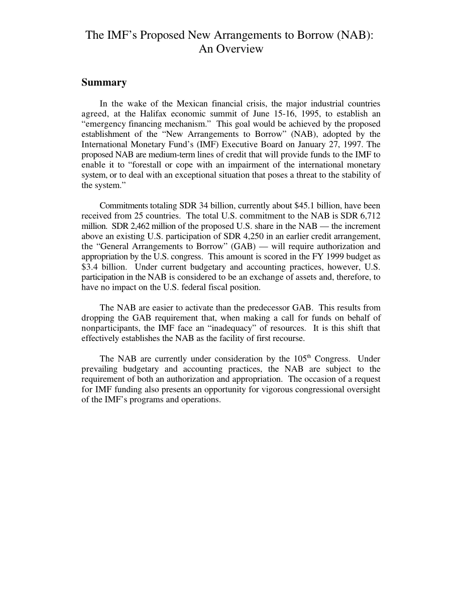 [19980824]97-468_国际货币基金组织提议的新借款安排（NAB）：概述.pdf_第3页