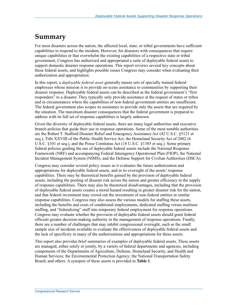 [20150513]R43560_支持国内救灾行动的可部署联邦资产：大会总结和考虑事项.pdf_第2页