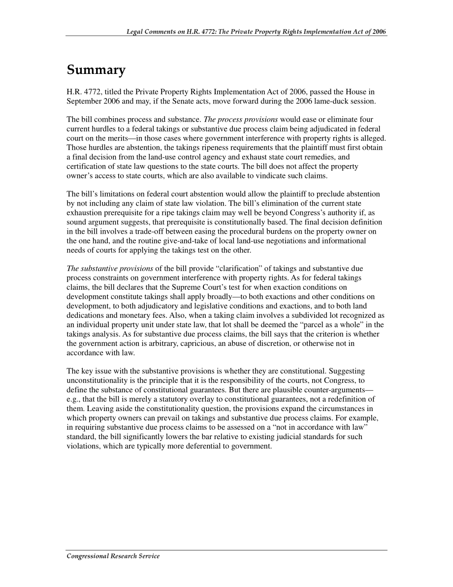 [20061113]RL33727_关于H.R.的法律意见.4772 2006年《私有产权实施法》.pdf_第2页