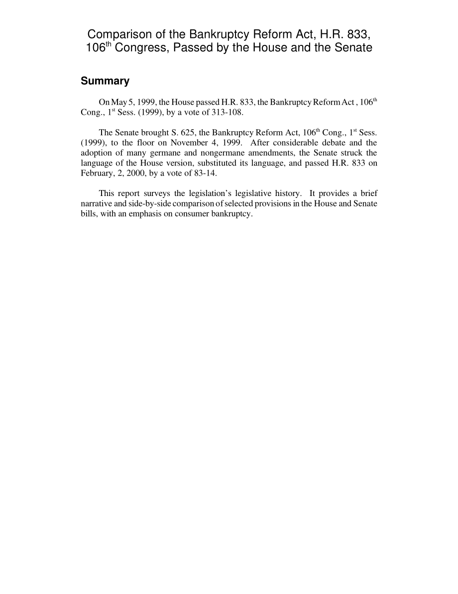 [20000306]RL30454_《破产改革法案》比较H.R.833第106届国会众议院和参议院通过.pdf_第2页