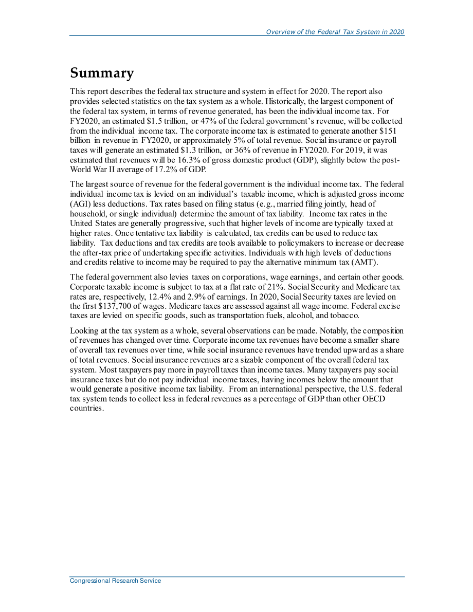 [20201110]R45145_2020年联邦税收体系概述.pdf_第2页
