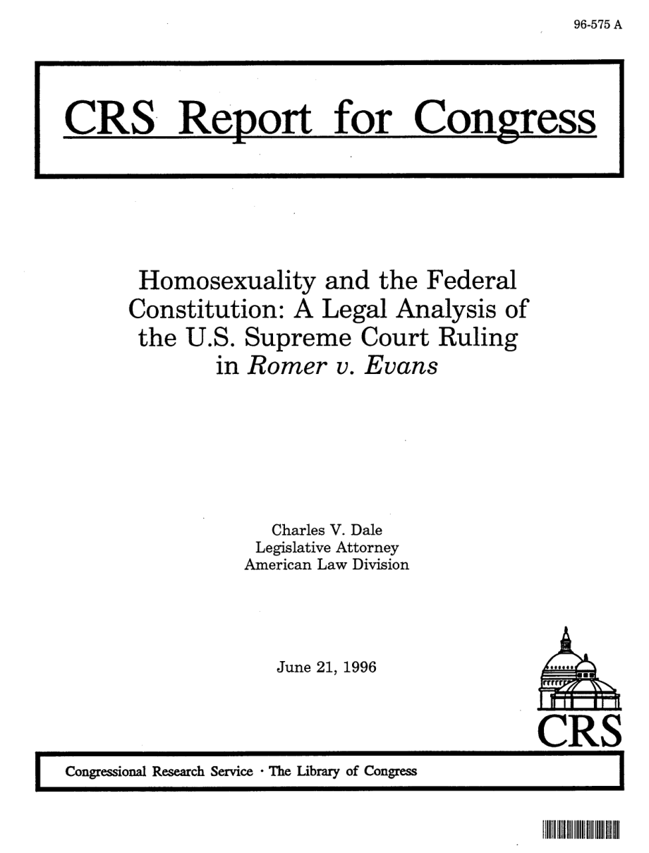 [19960621]96-575_同性恋与联邦宪法：美国最高法院罗默诉埃文斯案裁决的法律分析.pdf_第1页