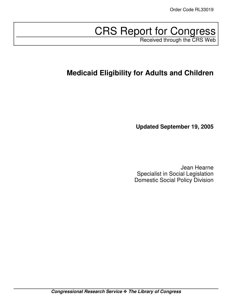 [20050919]RL33019_成人和儿童的医疗补助资格.pdf_第1页