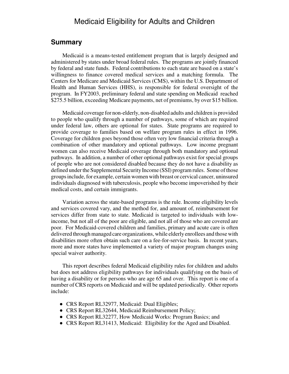 [20050919]RL33019_成人和儿童的医疗补助资格.pdf_第2页