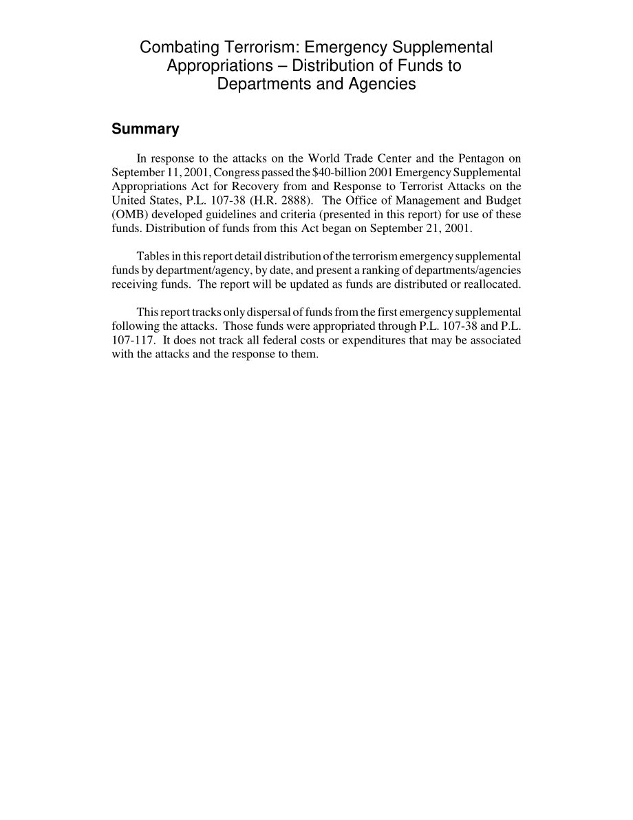 [20030107]RL31173_打击恐怖主义：第一笔紧急补充拨款——向各部门和机构分配资金.pdf_第2页