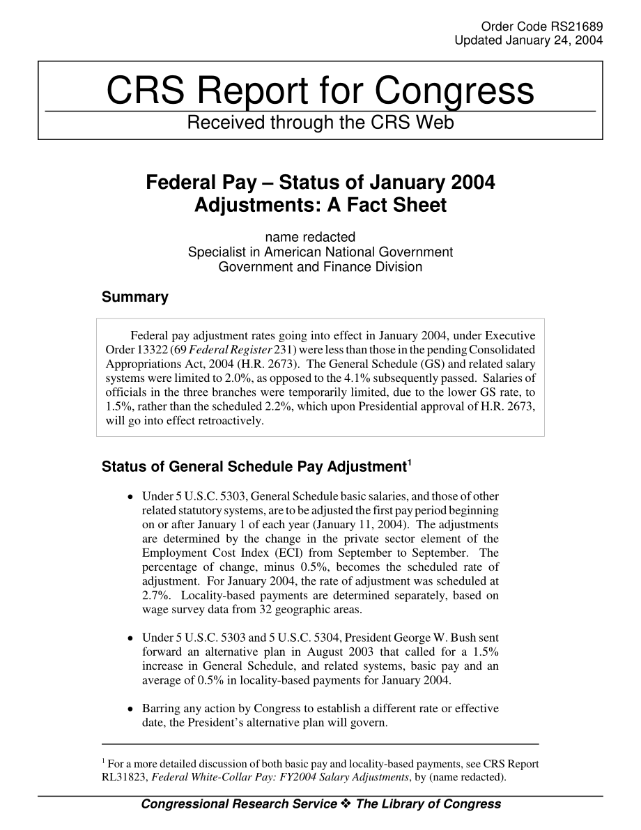 [20040124]RS21689_联邦薪酬——2004年1月调整情况：情况说明书.pdf_第1页