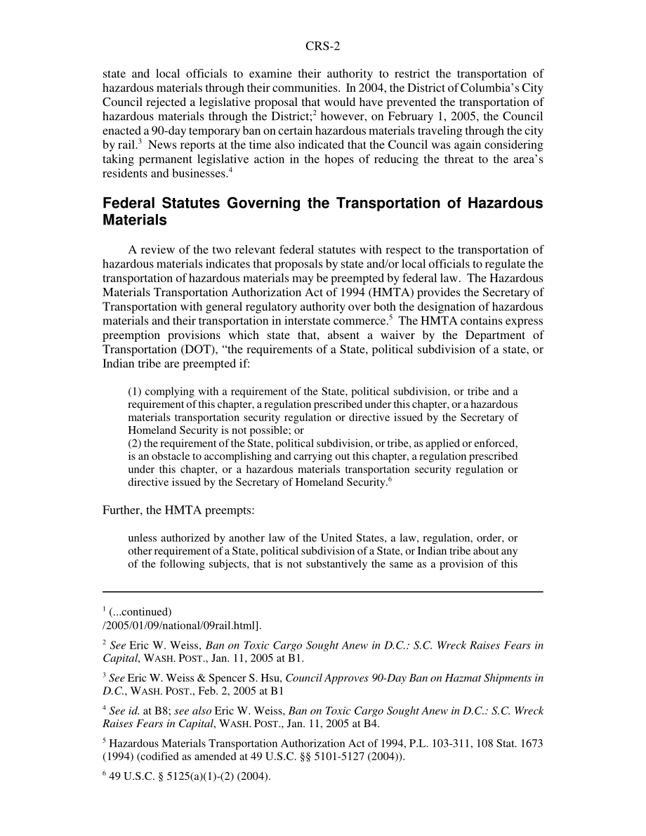 [20060124]RS22041_关于国家和地方当局限制铁路运输危险品的法律问题.pdf_第2页