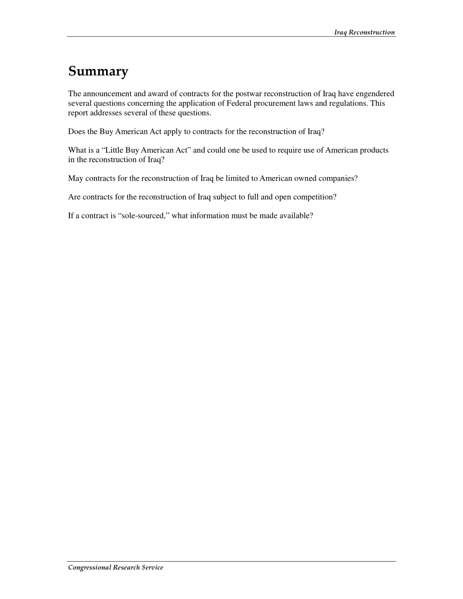 [20030723]RS21555_伊拉克重建：关于联邦采购法规应用的常见问题.pdf_第2页