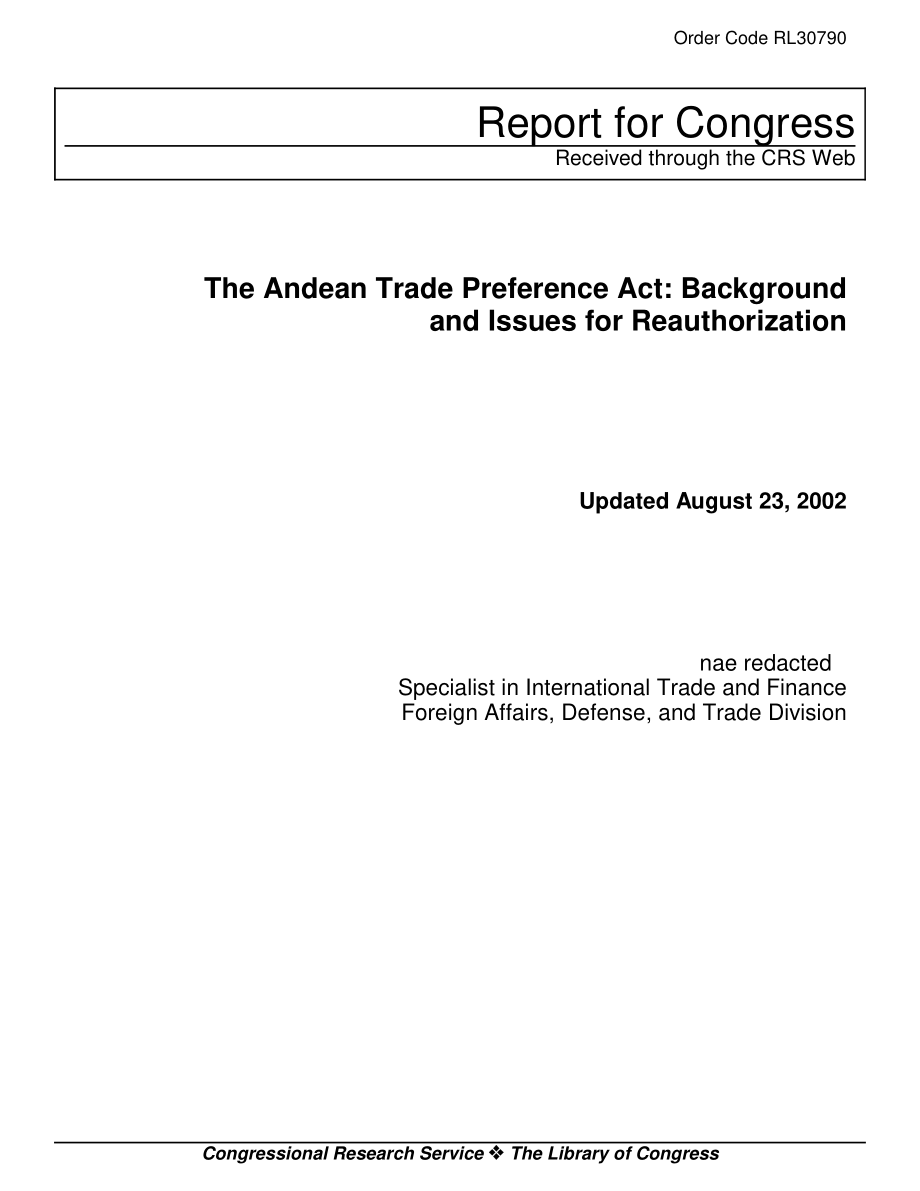 [20020823]RL30790_安第斯贸易优惠法：重新授权的背景和问题.pdf_第1页