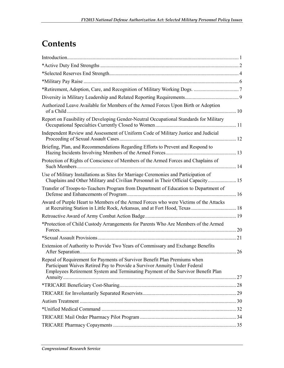 [20130116]R42651_2013财年国防授权法案：选定的军事人员政策问题.pdf_第3页