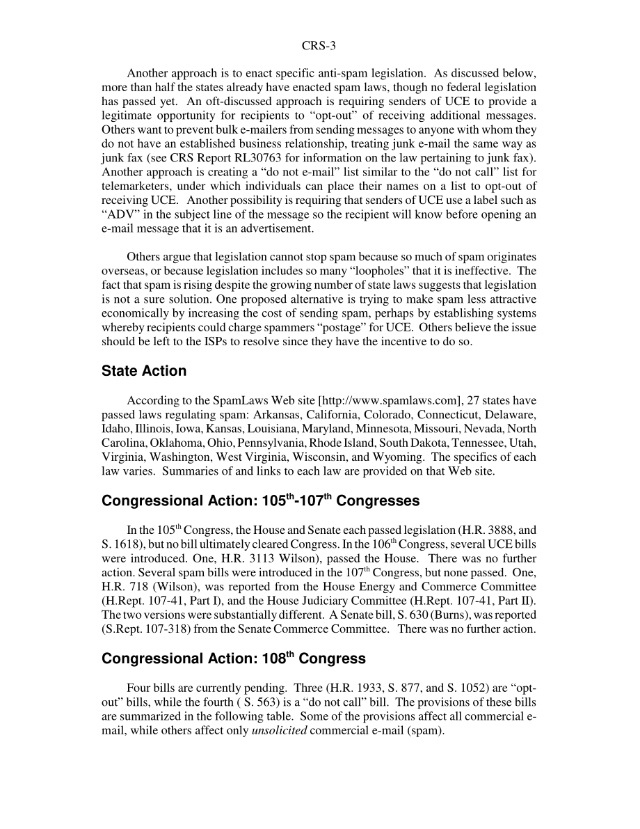 [20030515]RS20037_“垃圾邮件”：关于未经请求的商业电子邮件（“垃圾邮件”）的问题和立法概述.pdf_第3页