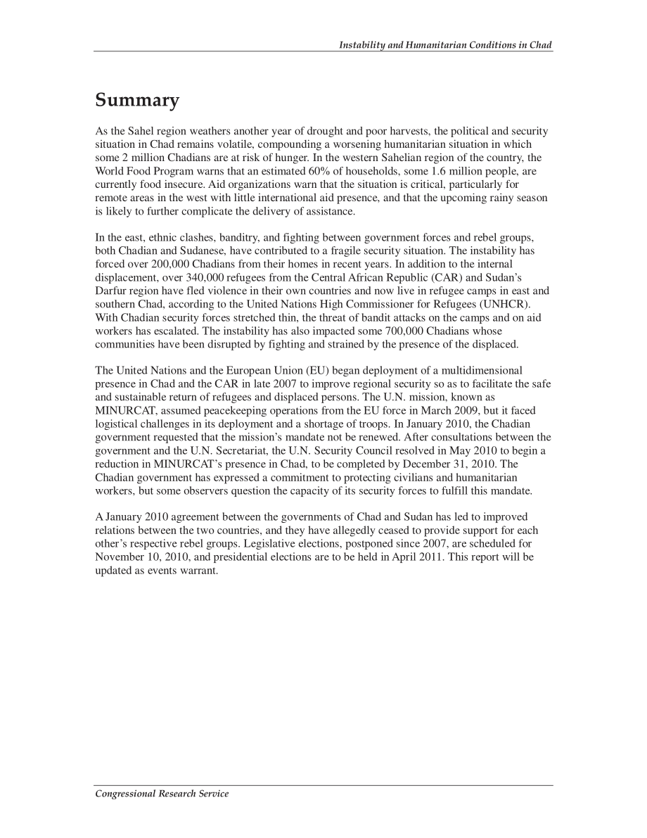 [20100701]RS22798_乍得的不稳定和人道主义状况.pdf_第2页