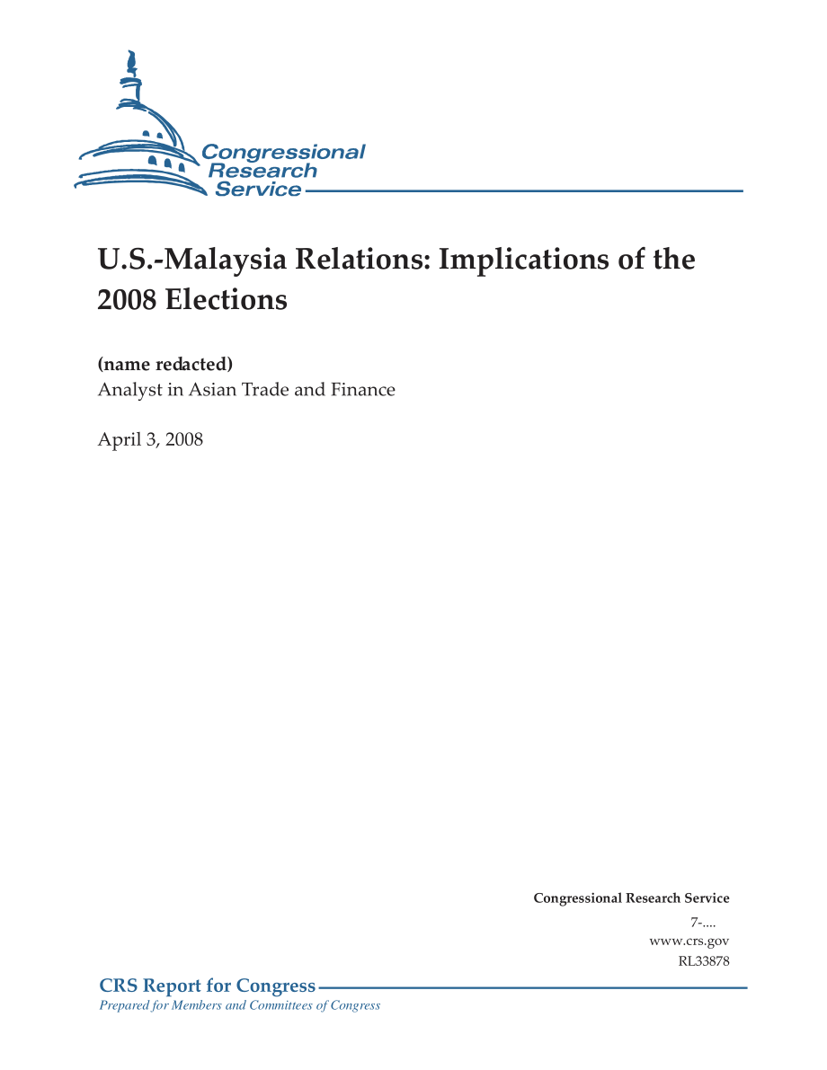 [20080403]RL33878_美马关系：2008年选举的影响.pdf_第1页