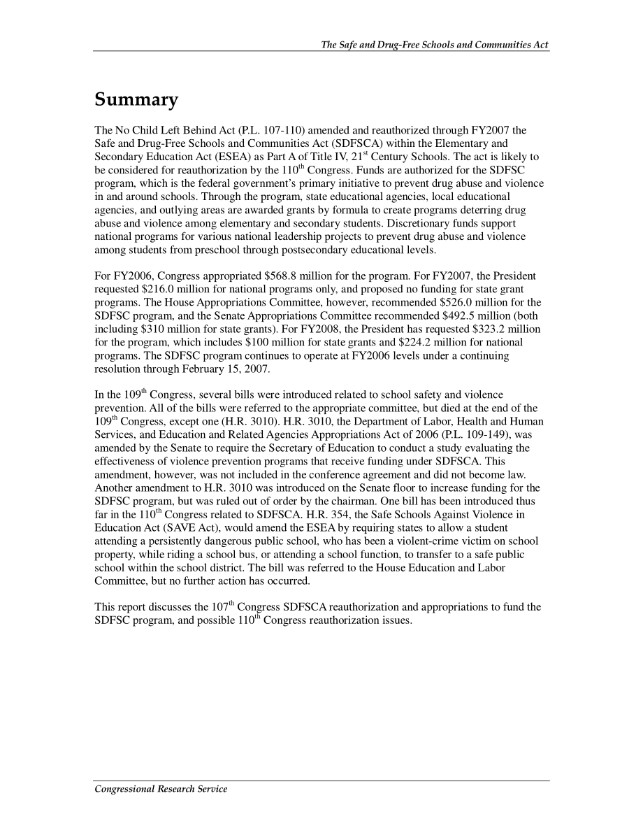 [20070208]RL33870_《安全和无毒学校和社区法》：重新授权和拨款.pdf_第2页