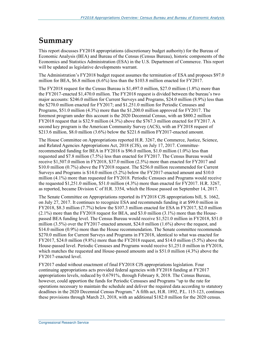 [20180323]R45140_2018财年拨款概述：人口普查局和经济分析局.pdf_第2页