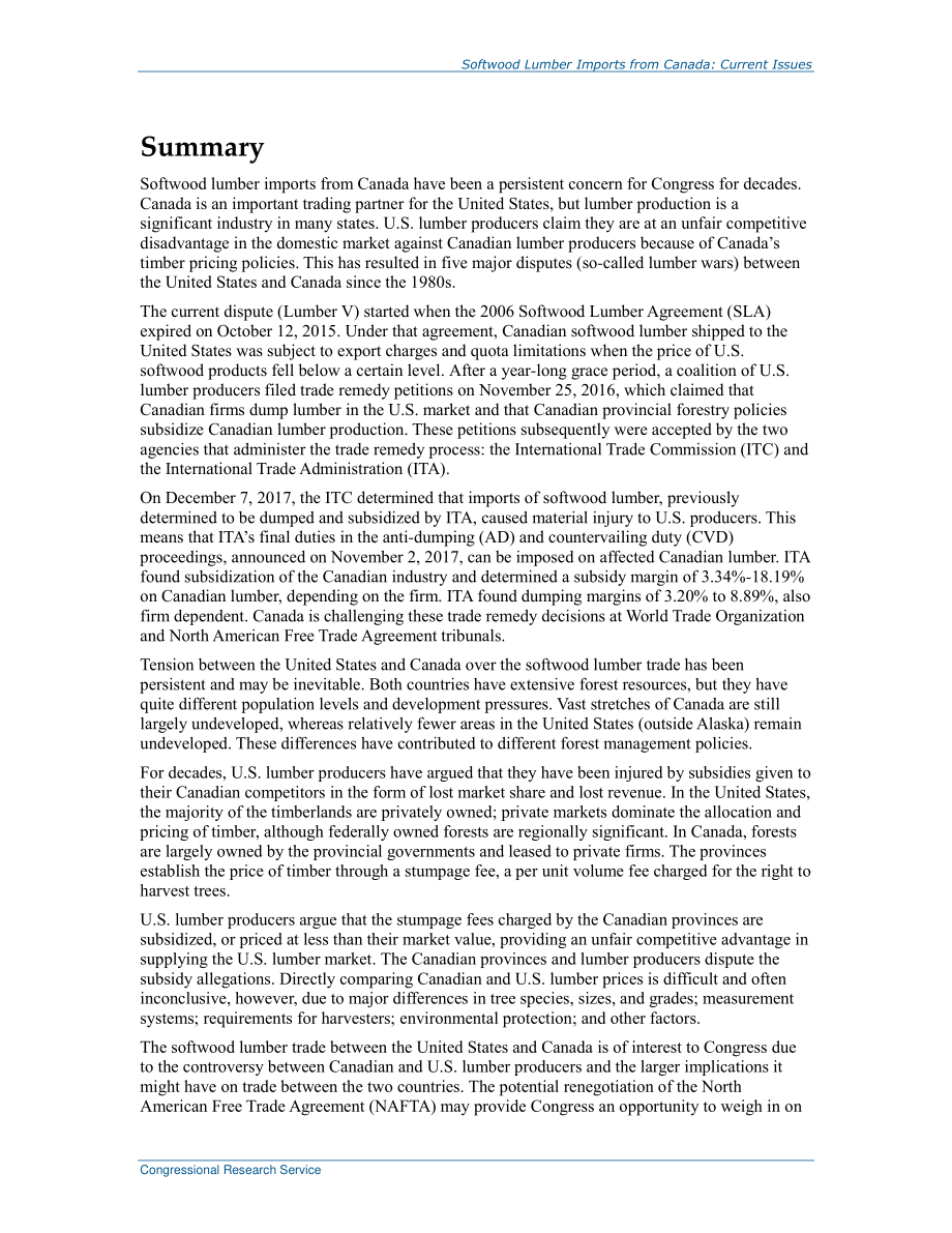 [20180412]R42789_从加拿大进口的软木木材：当前问题.pdf_第2页