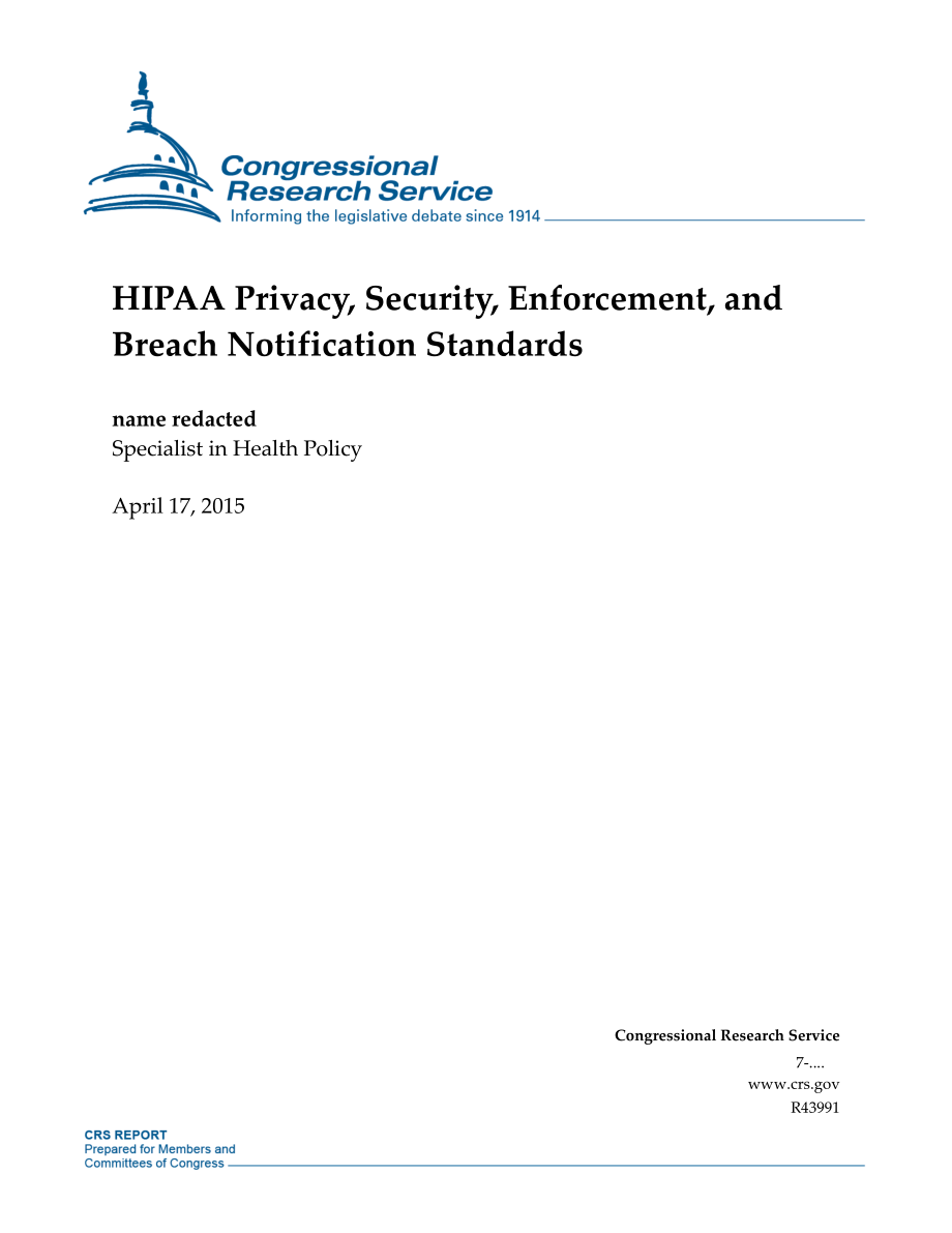 [20150417]R43991_HIPAA隐私、安全、强制执行和违反通知标准.pdf_第1页